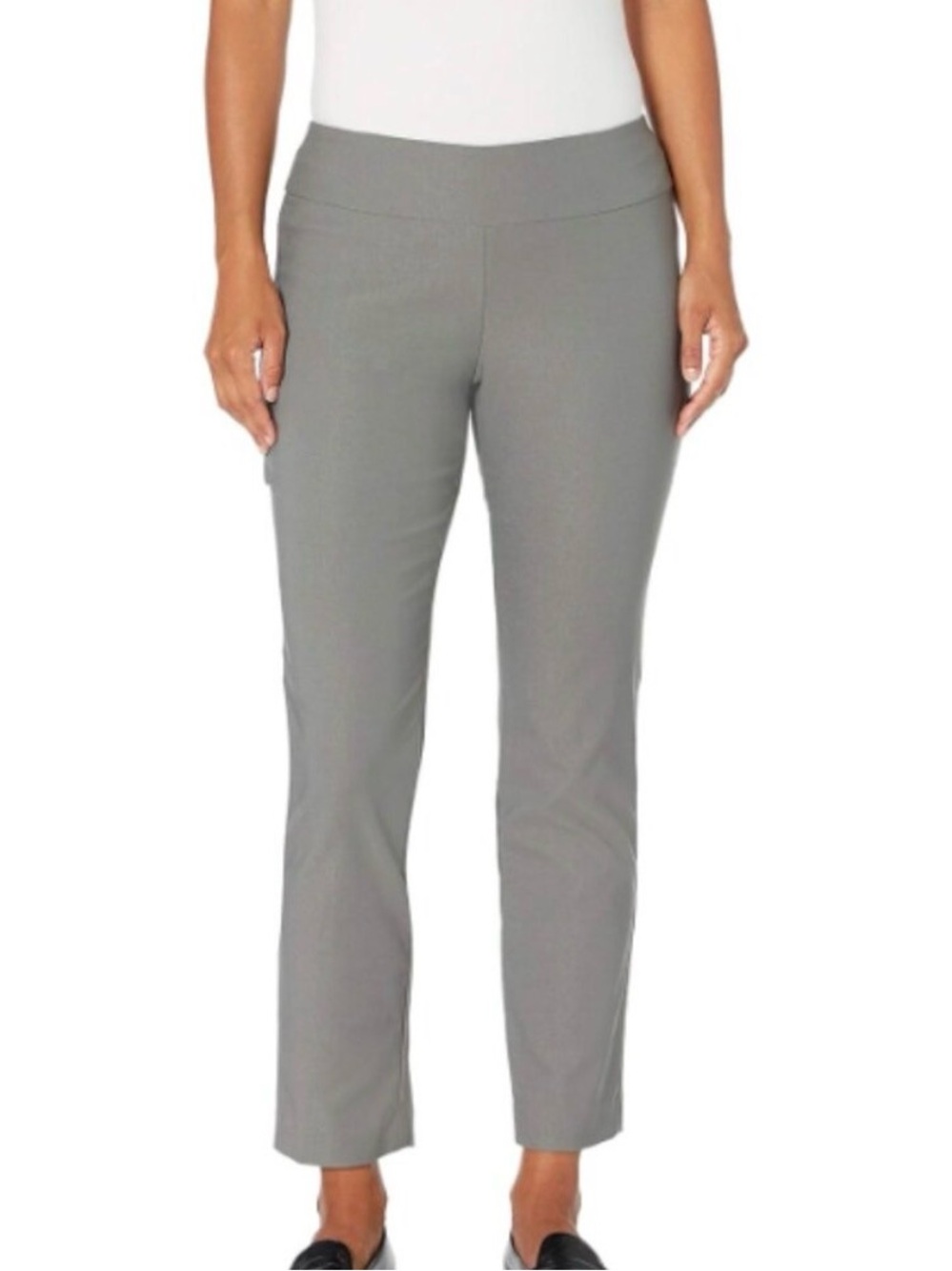 NIC+ZOE Wonderstretch Straight Leg Pants | Light Gray | 2 Petite | Pull-On